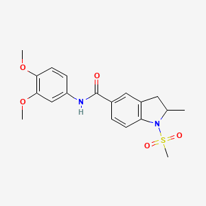 molecular formula C19H22N2O5S B11483127 N-(3,4-dimethoxyphenyl)-2-methyl-1-(methylsulfonyl)-2,3-dihydro-1H-indole-5-carboxamide 