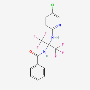 molecular formula C15H10ClF6N3O B11483137 N-{2-[(5-chloropyridin-2-yl)amino]-1,1,1,3,3,3-hexafluoropropan-2-yl}benzamide 