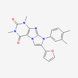 molecular formula C21H19N5O3 B11483140 8-(3,4-dimethylphenyl)-7-(furan-2-yl)-1,3-dimethyl-1H-imidazo[2,1-f]purine-2,4(3H,8H)-dione 