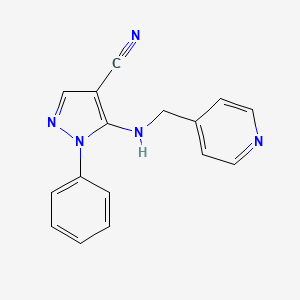 molecular formula C16H13N5 B11483158 1H-Pyrazole-4-carbonitrile, 1-phenyl-5-[(4-pyridinylmethyl)amino]- 