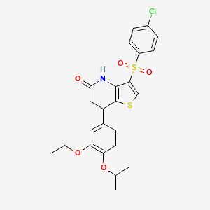 molecular formula C24H24ClNO5S2 B11483182 3-[(4-chlorophenyl)sulfonyl]-7-[3-ethoxy-4-(propan-2-yloxy)phenyl]-6,7-dihydrothieno[3,2-b]pyridin-5(4H)-one 