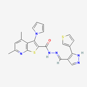 4,6-Dimethyl-3-(1H-pyrrol-1-YL)-N'-[(E)-[3-(thiophen-3-YL)-1H-pyrazol-4-YL]methylidene]thieno[2,3-B]pyridine-2-carbohydrazide