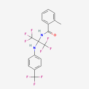 molecular formula C18H13F9N2O B11483220 N-(1,1,1,3,3,3-hexafluoro-2-{[4-(trifluoromethyl)phenyl]amino}propan-2-yl)-2-methylbenzamide 