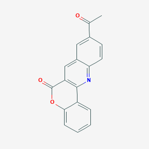 molecular formula C18H11NO3 B11483235 6H-[1]Benzopyrano[4,3-b]quinolin-6-one, 9-acetyl- 