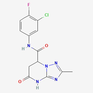 molecular formula C13H11ClFN5O2 B11483239 N-(3-chloro-4-fluorophenyl)-2-methyl-5-oxo-4,5,6,7-tetrahydro[1,2,4]triazolo[1,5-a]pyrimidine-7-carboxamide 