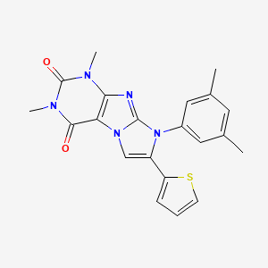 molecular formula C21H19N5O2S B11483270 8-(3,5-dimethylphenyl)-1,3-dimethyl-7-(thiophen-2-yl)-1H-imidazo[2,1-f]purine-2,4(3H,8H)-dione 