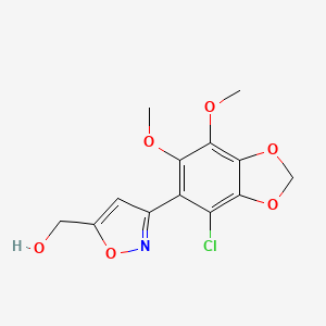 molecular formula C13H12ClNO6 B11483283 [3-(4-Chloro-6,7-dimethoxy-1,3-benzodioxol-5-yl)-5-isoxazolyl]methanol 