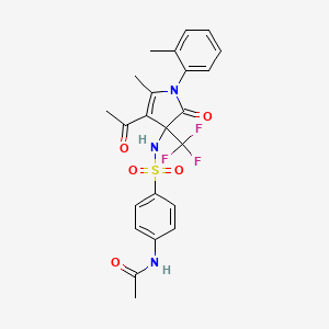 molecular formula C23H22F3N3O5S B11483290 N-(4-{[4-acetyl-5-methyl-1-(2-methylphenyl)-2-oxo-3-(trifluoromethyl)-2,3-dihydro-1H-pyrrol-3-yl]sulfamoyl}phenyl)acetamide 