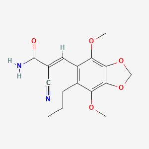 molecular formula C16H18N2O5 B11483341 (2E)-2-cyano-3-(4,7-dimethoxy-6-propyl-1,3-benzodioxol-5-yl)prop-2-enamide 