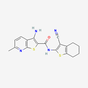 molecular formula C18H16N4OS2 B11483350 3-amino-N-(3-cyano-4,5,6,7-tetrahydro-1-benzothiophen-2-yl)-6-methylthieno[2,3-b]pyridine-2-carboxamide 