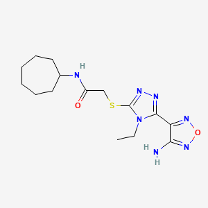 molecular formula C15H23N7O2S B11483372 2-{[5-(4-amino-1,2,5-oxadiazol-3-yl)-4-ethyl-4H-1,2,4-triazol-3-yl]sulfanyl}-N-cycloheptylacetamide 