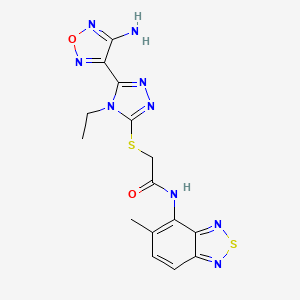 molecular formula C15H15N9O2S2 B11483384 2-{[5-(4-amino-1,2,5-oxadiazol-3-yl)-4-ethyl-4H-1,2,4-triazol-3-yl]sulfanyl}-N-(5-methyl-2,1,3-benzothiadiazol-4-yl)acetamide 