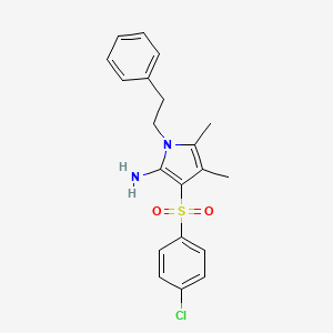 molecular formula C20H21ClN2O2S B11483390 3-[(4-chlorophenyl)sulfonyl]-4,5-dimethyl-1-(2-phenylethyl)-1H-pyrrol-2-amine 