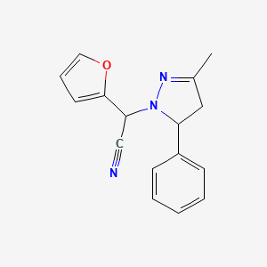 molecular formula C16H15N3O B11483392 furan-2-yl(3-methyl-5-phenyl-4,5-dihydro-1H-pyrazol-1-yl)acetonitrile 