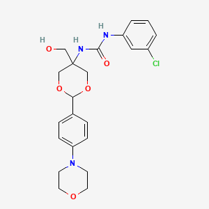 molecular formula C22H26ClN3O5 B11483409 N-(3-chlorophenyl)-N'-[5-(hydroxymethyl)-2-(4-morpholinophenyl)-1,3-dioxan-5-yl]urea 