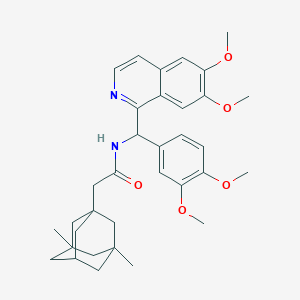 molecular formula C34H42N2O5 B11483431 N-[(6,7-Dimethoxyisoquinolin-1-YL)(3,4-dimethoxyphenyl)methyl]-2-(3,5-dimethyladamantan-1-YL)acetamide 