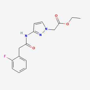 molecular formula C15H16FN3O3 B11483434 1H-Pyrazole-1-acetic acid, 3-[[2-(2-fluorophenyl)acetyl]amino]-, ethyl ester 