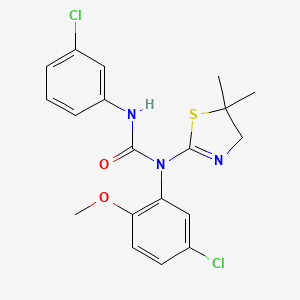 1-(5-Chloro-2-methoxyphenyl)-3-(3-chlorophenyl)-1-(5,5-dimethyl-4,5-dihydro-1,3-thiazol-2-yl)urea