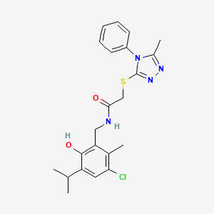 N-[3-chloro-6-hydroxy-2-methyl-5-(propan-2-yl)benzyl]-2-[(5-methyl-4-phenyl-4H-1,2,4-triazol-3-yl)sulfanyl]acetamide