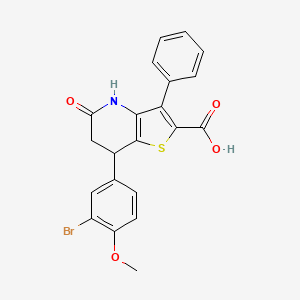 molecular formula C21H16BrNO4S B11483566 7-(3-Bromo-4-methoxyphenyl)-5-oxo-3-phenyl-4,5,6,7-tetrahydrothieno[3,2-b]pyridine-2-carboxylic acid 