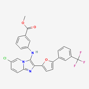 molecular formula C26H17ClF3N3O3 B11483567 Methyl 3-[(6-chloro-2-{5-[3-(trifluoromethyl)phenyl]furan-2-yl}imidazo[1,2-a]pyridin-3-yl)amino]benzoate 