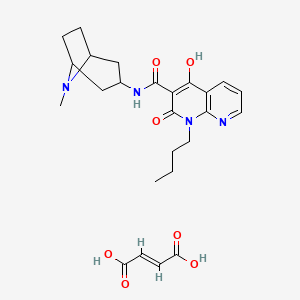B1148358 1,8-Naphthyridine-3-carboxamide, 1,2-dihydro-1-butyl-4-hydroxy-N-(8-methyl-8-azabicyclo(3.2.1)oct-3-yl)-2-oxo-, endo-, (E)-2-butenedioate (1:1) (salt) CAS No. 139094-71-6