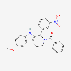 molecular formula C25H21N3O4 B11483604 [6-methoxy-1-(3-nitrophenyl)-1,3,4,9-tetrahydro-2H-beta-carbolin-2-yl](phenyl)methanone 