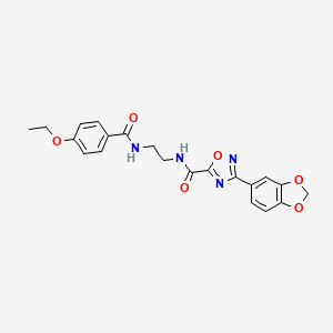 molecular formula C21H20N4O6 B11483620 3-(1,3-benzodioxol-5-yl)-N-(2-{[(4-ethoxyphenyl)carbonyl]amino}ethyl)-1,2,4-oxadiazole-5-carboxamide 