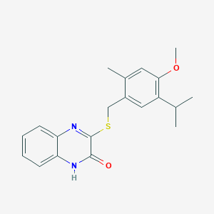 molecular formula C20H22N2O2S B11483651 2(1H)-Quinoxalinone, 3-[[[4-methoxy-2-methyl-5-(1-methylethyl)phenyl]methyl]thio]- 