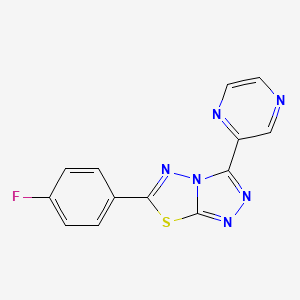 molecular formula C13H7FN6S B11483732 [1,2,4]Triazolo[3,4-b][1,3,4]thiadiazole, 6-(4-fluorophenyl)-3-(2-pyrazinyl)- 