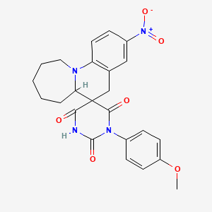 5'-(4-Methoxyphenyl)-3-nitro-6A,7,8,9,10,11-hexahydro-5H-spiro[azepino[1,2-A]quinoline-6,3'-[1,5]diazinane]-2',4',6'-trione