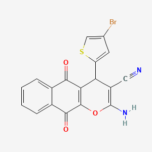 molecular formula C18H9BrN2O3S B11483751 2-amino-4-(4-bromothiophen-2-yl)-5,10-dioxo-5,10-dihydro-4H-benzo[g]chromene-3-carbonitrile 