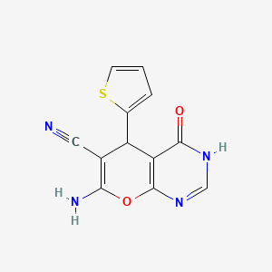 7-amino-4-hydroxy-5-(thiophen-2-yl)-5H-pyrano[2,3-d]pyrimidine-6-carbonitrile