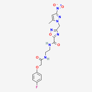 N-(2-{[(4-fluorophenoxy)acetyl]amino}ethyl)-3-[(5-methyl-3-nitro-1H-pyrazol-1-yl)methyl]-1,2,4-oxadiazole-5-carboxamide