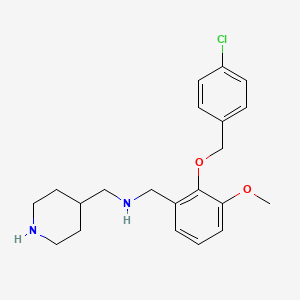 molecular formula C21H27ClN2O2 B11483851 1-{2-[(4-chlorobenzyl)oxy]-3-methoxyphenyl}-N-(piperidin-4-ylmethyl)methanamine 