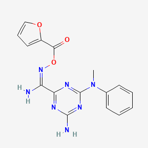 molecular formula C16H15N7O3 B11483882 4-amino-N'-[(furan-2-ylcarbonyl)oxy]-6-[methyl(phenyl)amino]-1,3,5-triazine-2-carboximidamide 