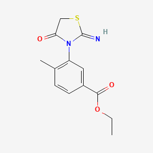 molecular formula C13H14N2O3S B11483912 Ethyl 3-(2-imino-4-oxo-1,3-thiazolidin-3-yl)-4-methylbenzoate 