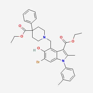 molecular formula C34H37BrN2O5 B11483923 ethyl 6-bromo-4-{[4-(ethoxycarbonyl)-4-phenylpiperidin-1-yl]methyl}-5-hydroxy-2-methyl-1-(3-methylphenyl)-1H-indole-3-carboxylate 