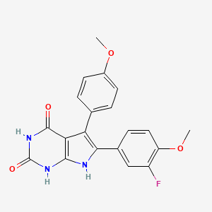 molecular formula C20H16FN3O4 B11483928 6-(3-fluoro-4-methoxyphenyl)-5-(4-methoxyphenyl)-1H-pyrrolo[2,3-d]pyrimidine-2,4(3H,7H)-dione 