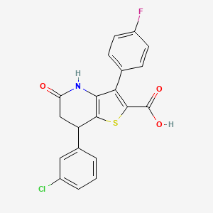 molecular formula C20H13ClFNO3S B11483943 7-(3-Chlorophenyl)-3-(4-fluorophenyl)-5-oxo-4,5,6,7-tetrahydrothieno[3,2-b]pyridine-2-carboxylic acid 