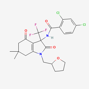 2,4-dichloro-N-[6,6-dimethyl-2,4-dioxo-1-(tetrahydrofuran-2-ylmethyl)-3-(trifluoromethyl)-2,3,4,5,6,7-hexahydro-1H-indol-3-yl]benzamide