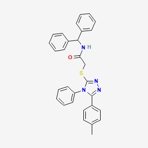 molecular formula C30H26N4OS B11483976 N-(diphenylmethyl)-2-{[5-(4-methylphenyl)-4-phenyl-4H-1,2,4-triazol-3-yl]sulfanyl}acetamide 