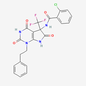 2-chloro-N-[4-hydroxy-2,6-dioxo-1-(2-phenylethyl)-5-(trifluoromethyl)-2,5,6,7-tetrahydro-1H-pyrrolo[2,3-d]pyrimidin-5-yl]benzamide