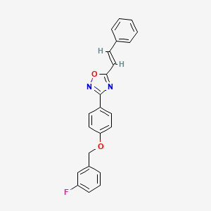 molecular formula C23H17FN2O2 B11483979 3-{4-[(3-fluorobenzyl)oxy]phenyl}-5-[(E)-2-phenylethenyl]-1,2,4-oxadiazole 