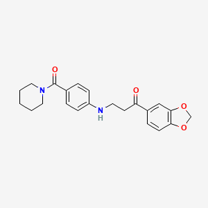 molecular formula C22H24N2O4 B11484109 1-(1,3-Benzodioxol-5-yl)-3-{[4-(piperidin-1-ylcarbonyl)phenyl]amino}propan-1-one 