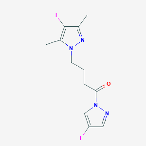 molecular formula C12H14I2N4O B11484135 4-(4-iodo-3,5-dimethyl-1H-pyrazol-1-yl)-1-(4-iodo-1H-pyrazol-1-yl)butan-1-one 