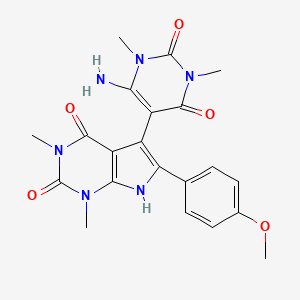 5-(6-amino-1,3-dimethyl-2,4-dioxo-1,2,3,4-tetrahydropyrimidin-5-yl)-6-(4-methoxyphenyl)-1,3-dimethyl-1H-pyrrolo[2,3-d]pyrimidine-2,4(3H,7H)-dione