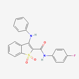 molecular formula C21H15FN2O3S B11484140 N-(4-fluorophenyl)-3-(phenylamino)-1-benzothiophene-2-carboxamide 1,1-dioxide 