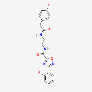 molecular formula C19H16F2N4O3 B11484156 3-(2-fluorophenyl)-N-(2-{[(4-fluorophenyl)acetyl]amino}ethyl)-1,2,4-oxadiazole-5-carboxamide 