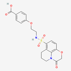 molecular formula C20H20N2O7S B11484177 4-(2-{[(3-oxo-2,3,6,7-tetrahydro-5H-[1,4]oxazino[2,3,4-ij]quinolin-8-yl)sulfonyl]amino}ethoxy)benzoic acid 